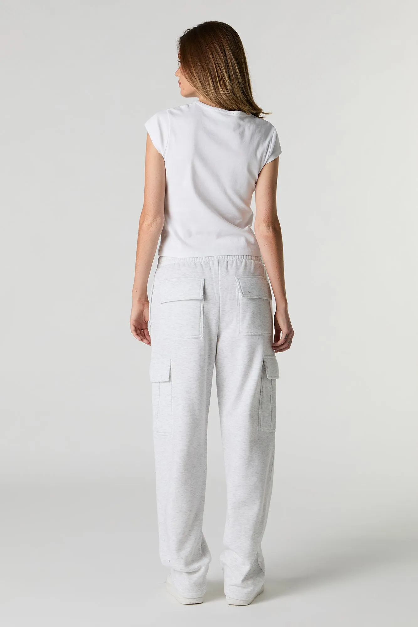 Solid Fleece Wide Leg Cargo Sweatpant sold by Charlotte Russe product image thumbnail 3