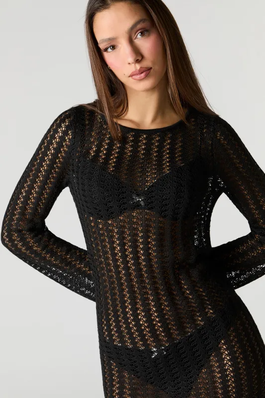 Open Knit Long Sleeve Mini Dress Cover Up sold by Charlotte Russe