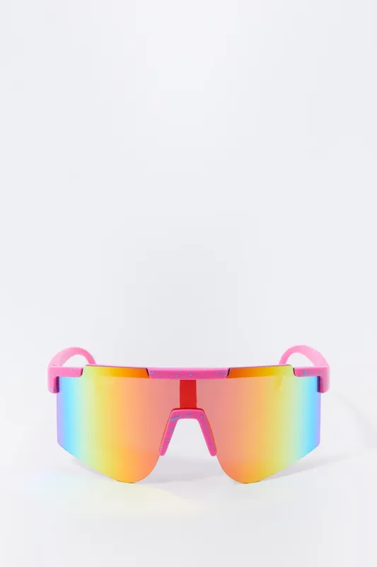 Rainbow Lens Shield Sunglasses sold by Charlotte Russe