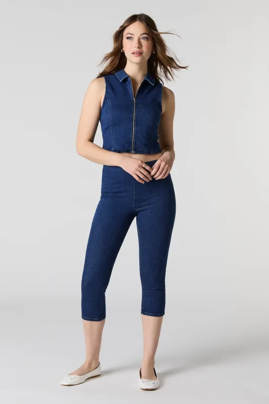 Elastic Waist Denim Capri sold by Charlotte Russe