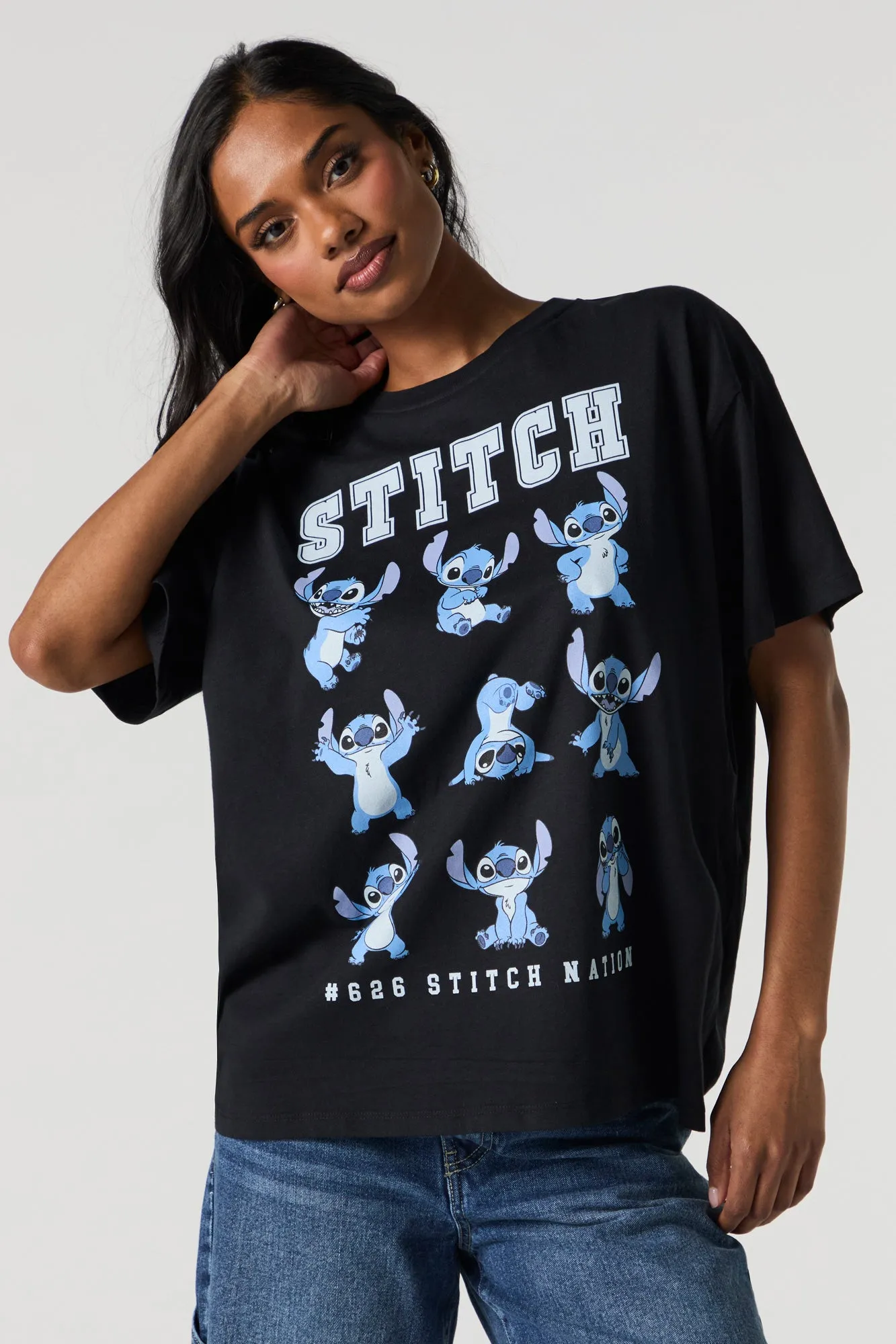 Stitch Nation Graphic Boyfriend T-Shirt sold by Charlotte Russe
