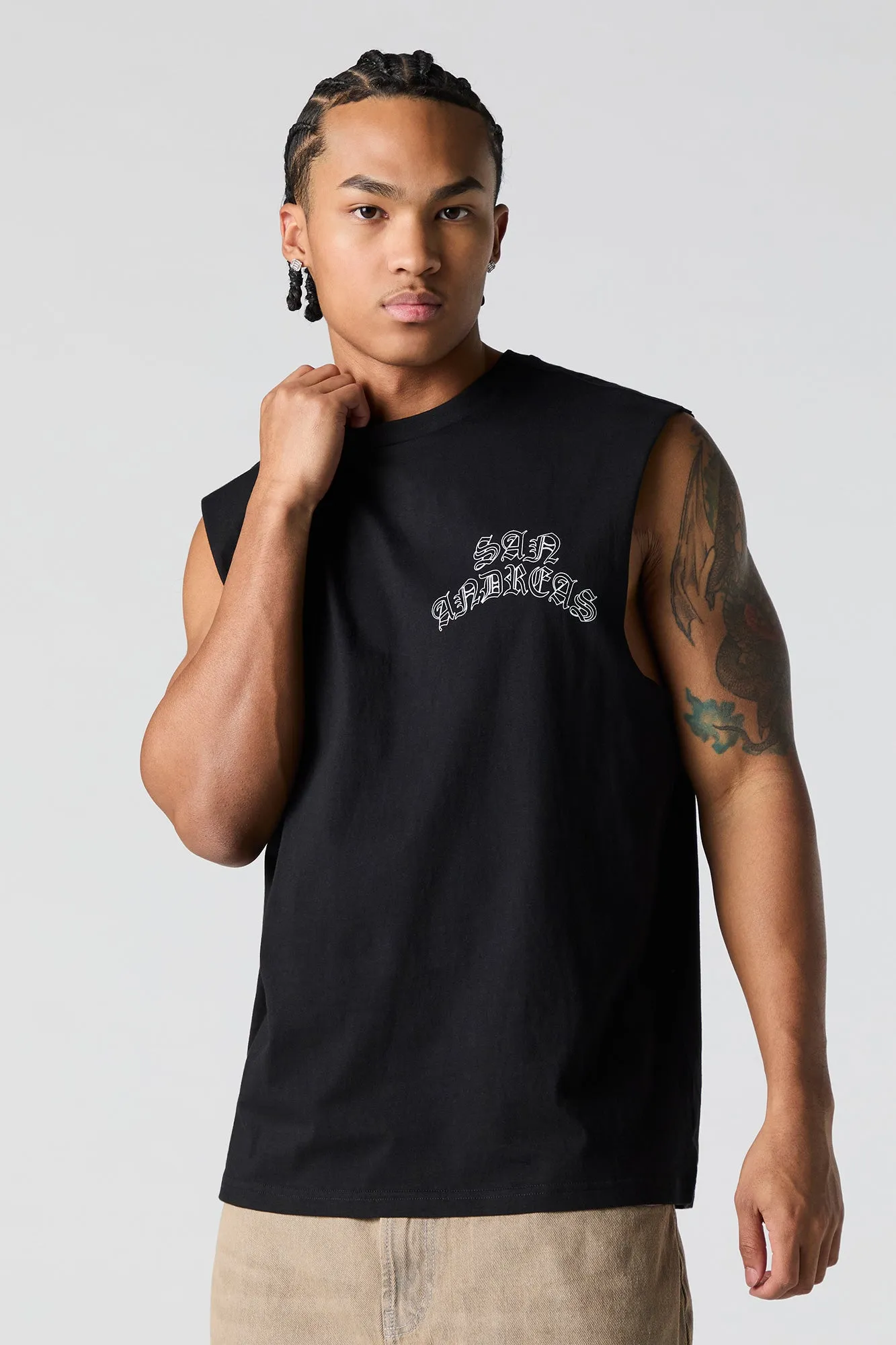 San Andreas Graphic Muscle Tank sold by Charlotte Russe product image thumbnail 2