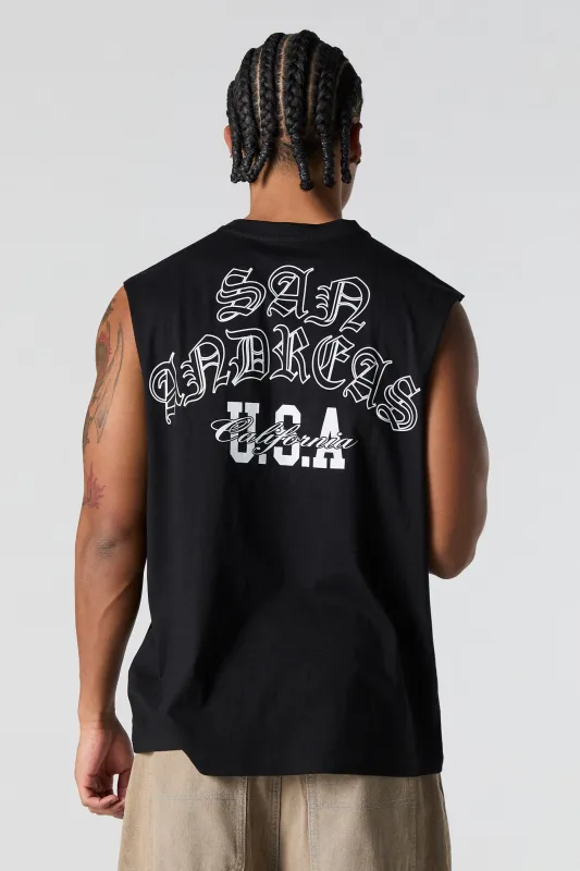 San Andreas Graphic Muscle Tank sold by Charlotte Russe