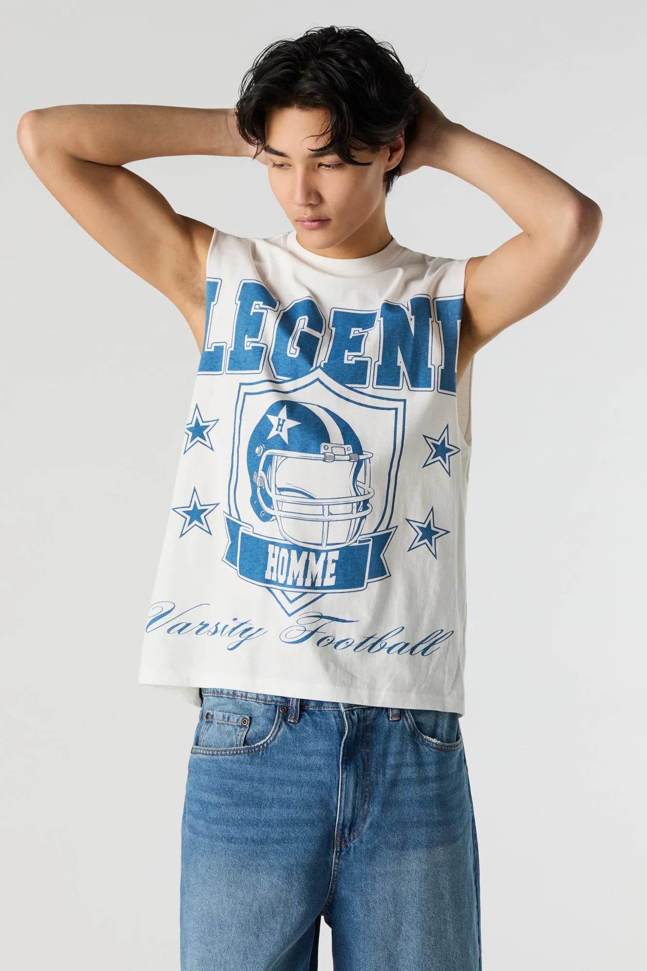 Varsity Football Graphic Muscle Tank sold by Charlotte Russe product image thumbnail 4