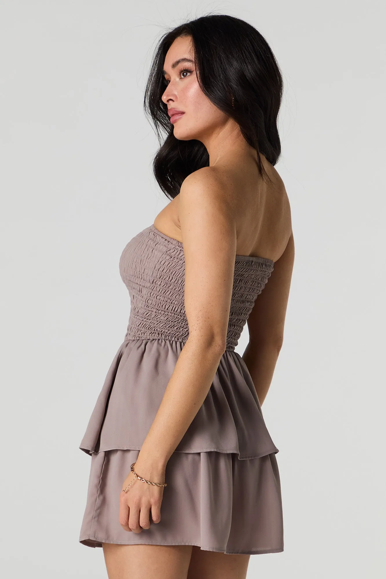 Smocked Tiered Removeable Strap Mini Dress sold by Charlotte Russe product image thumbnail 2