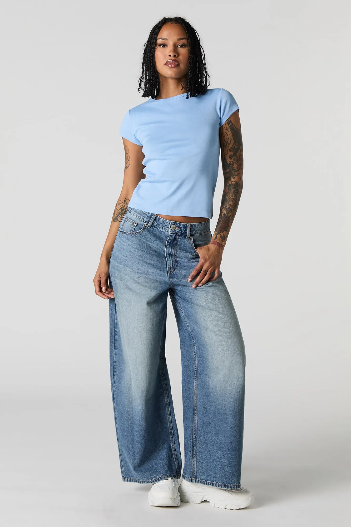 Ribbed Crewneck T-Shirt sold by Charlotte Russe product image thumbnail 3