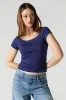 Scoop Neck Lace Trim T-Shirt sold by Charlotte Russe