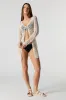 Open Crochet Knit Tie Front Long Sleeve Cover Up sold by Charlotte Russe