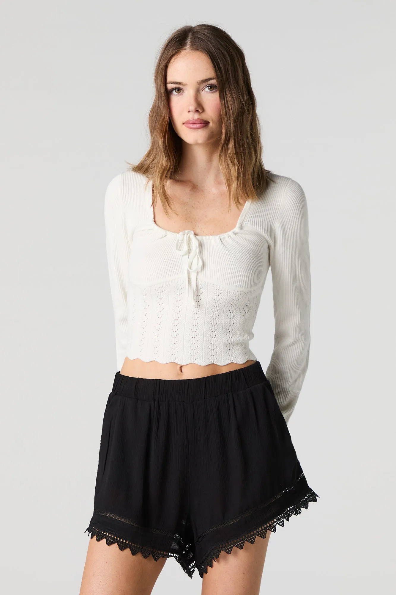 Lace Trim Elastic Waist Short sold by Charlotte Russe product image thumbnail 4