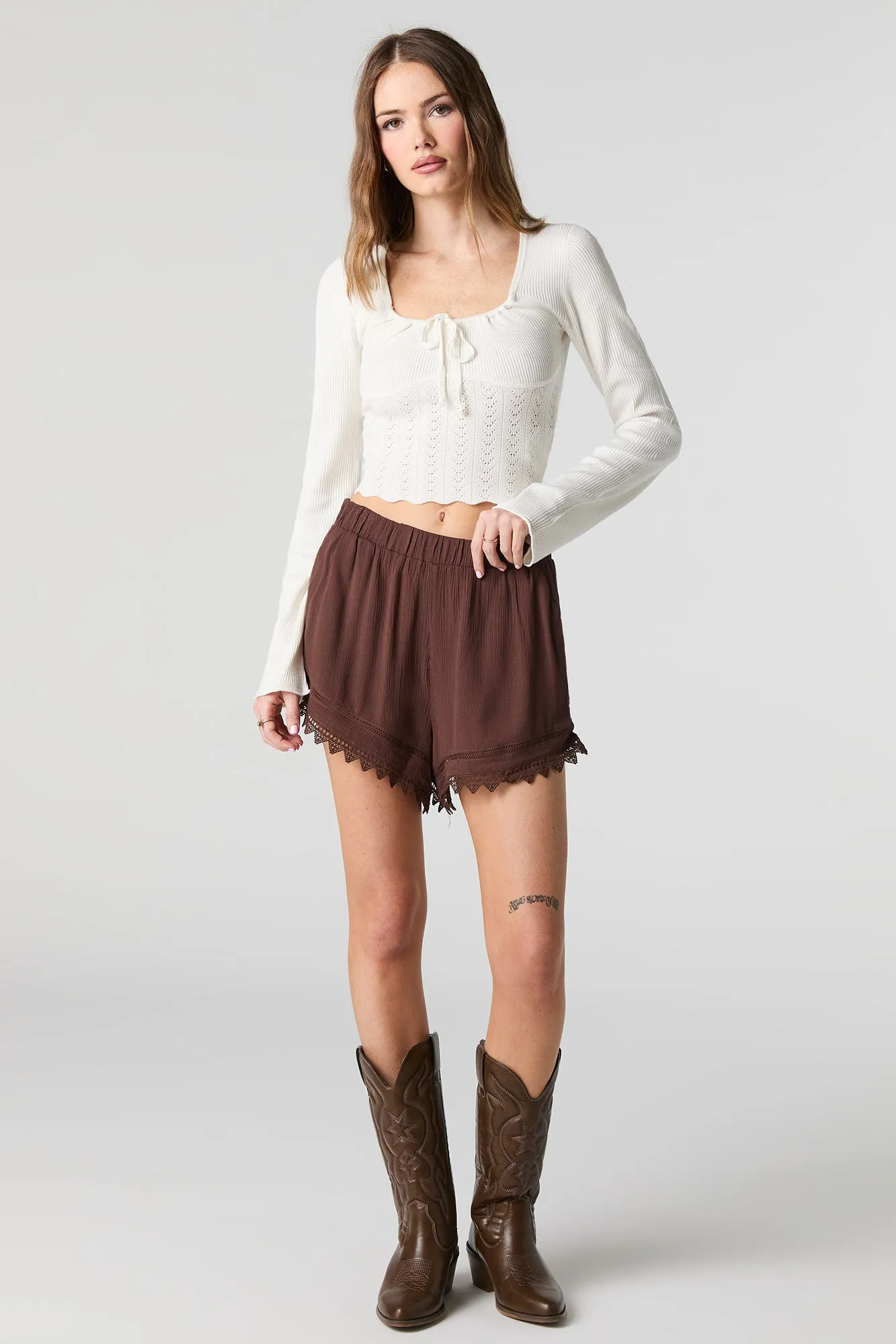 Lace Trim Elastic Waist Short sold by Charlotte Russe product image thumbnail 3