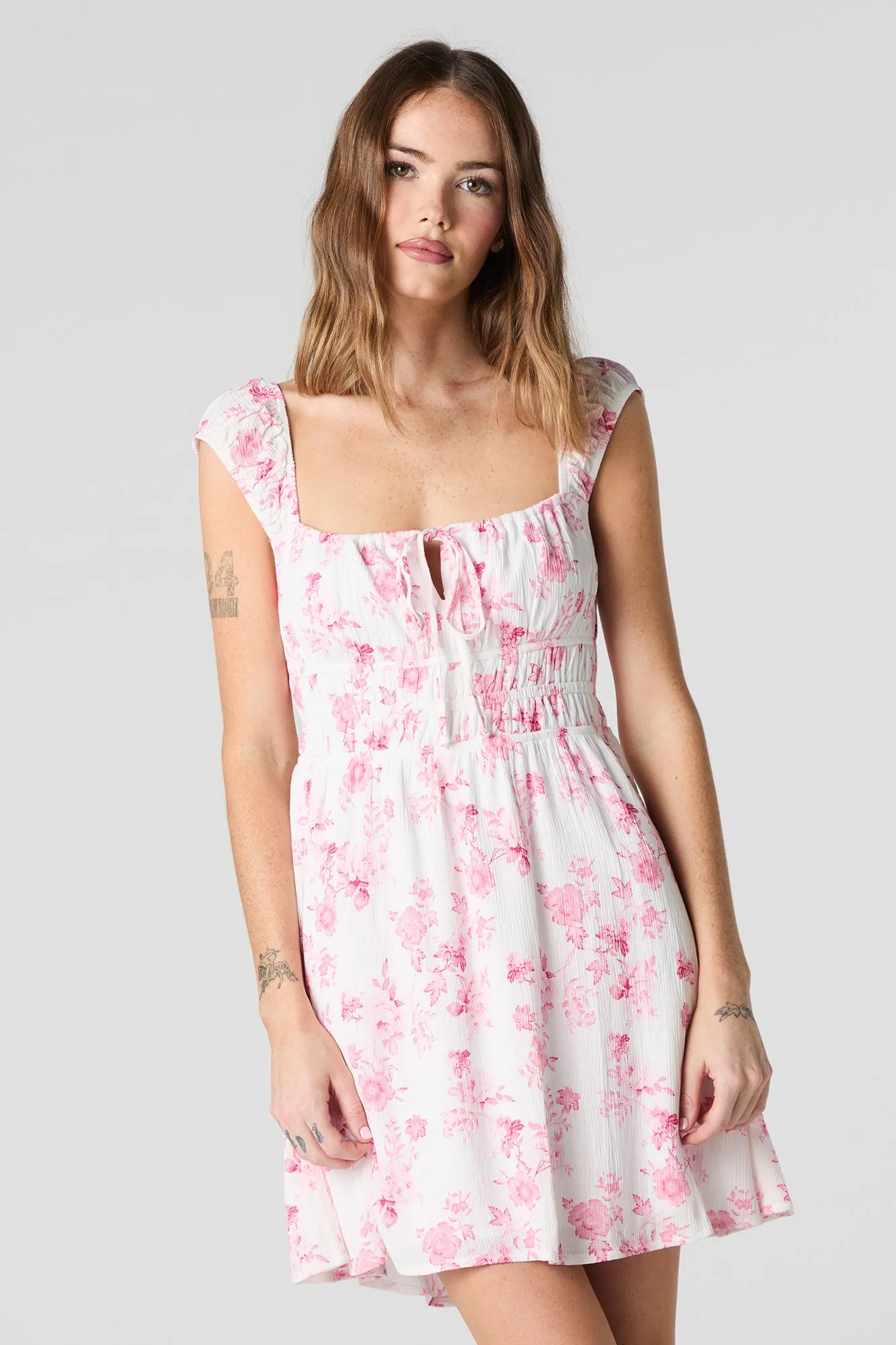 Cut-Out Back Milkmaid Mini Dress sold by Charlotte Russe product image thumbnail 4