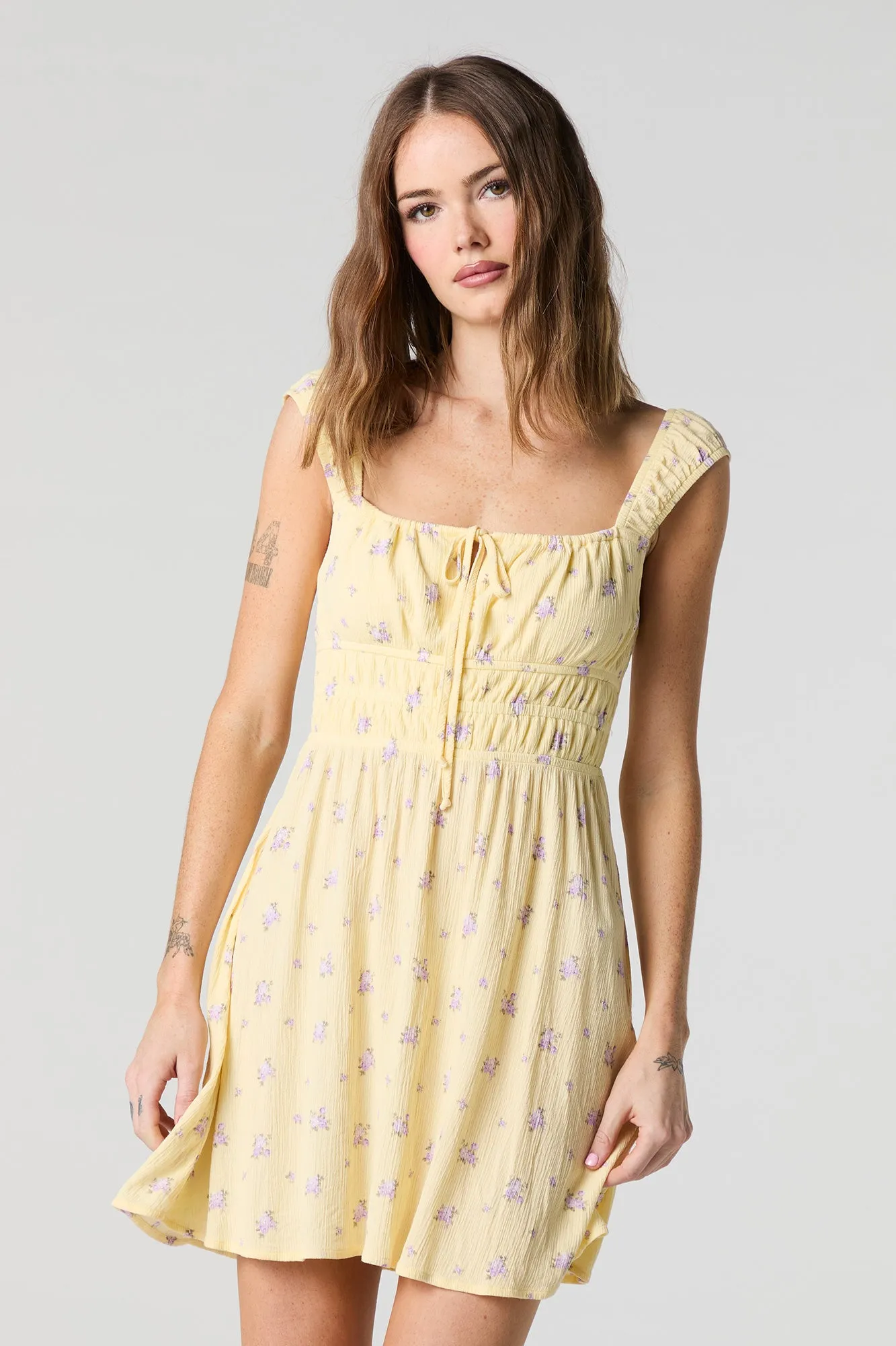 Cut-Out Back Milkmaid Mini Dress sold by Charlotte Russe