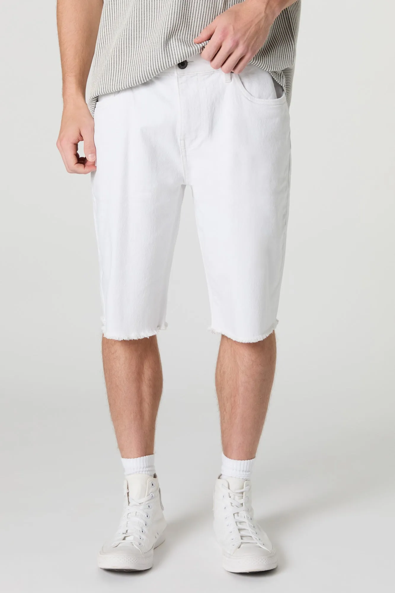 Slim Longline Denim Short sold by Charlotte Russe product image thumbnail 4