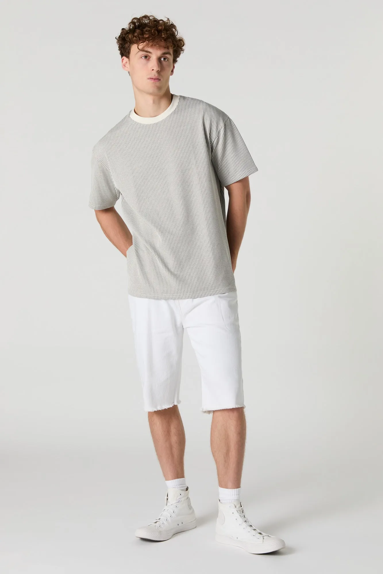 Slim Longline Denim Short sold by Charlotte Russe product image thumbnail 5