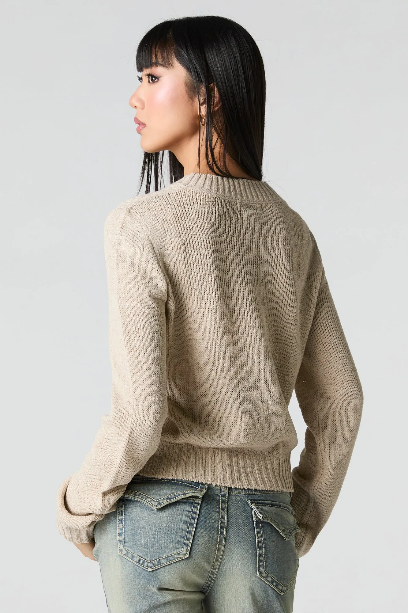 Zip-Up Cardigan Sweater sold by Charlotte Russe product image thumbnail 2