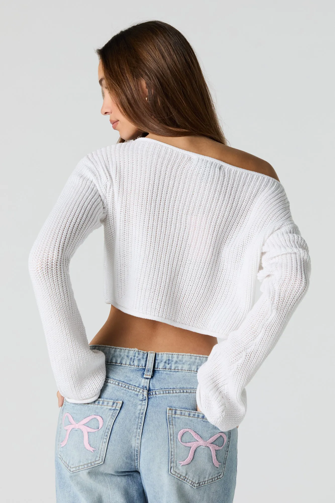 Ribbed Knit Boat Neck Cropped Sweater sold by Charlotte Russe product image thumbnail 5