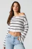Ribbed Knit Boat Neck Cropped Sweater sold by Charlotte Russe