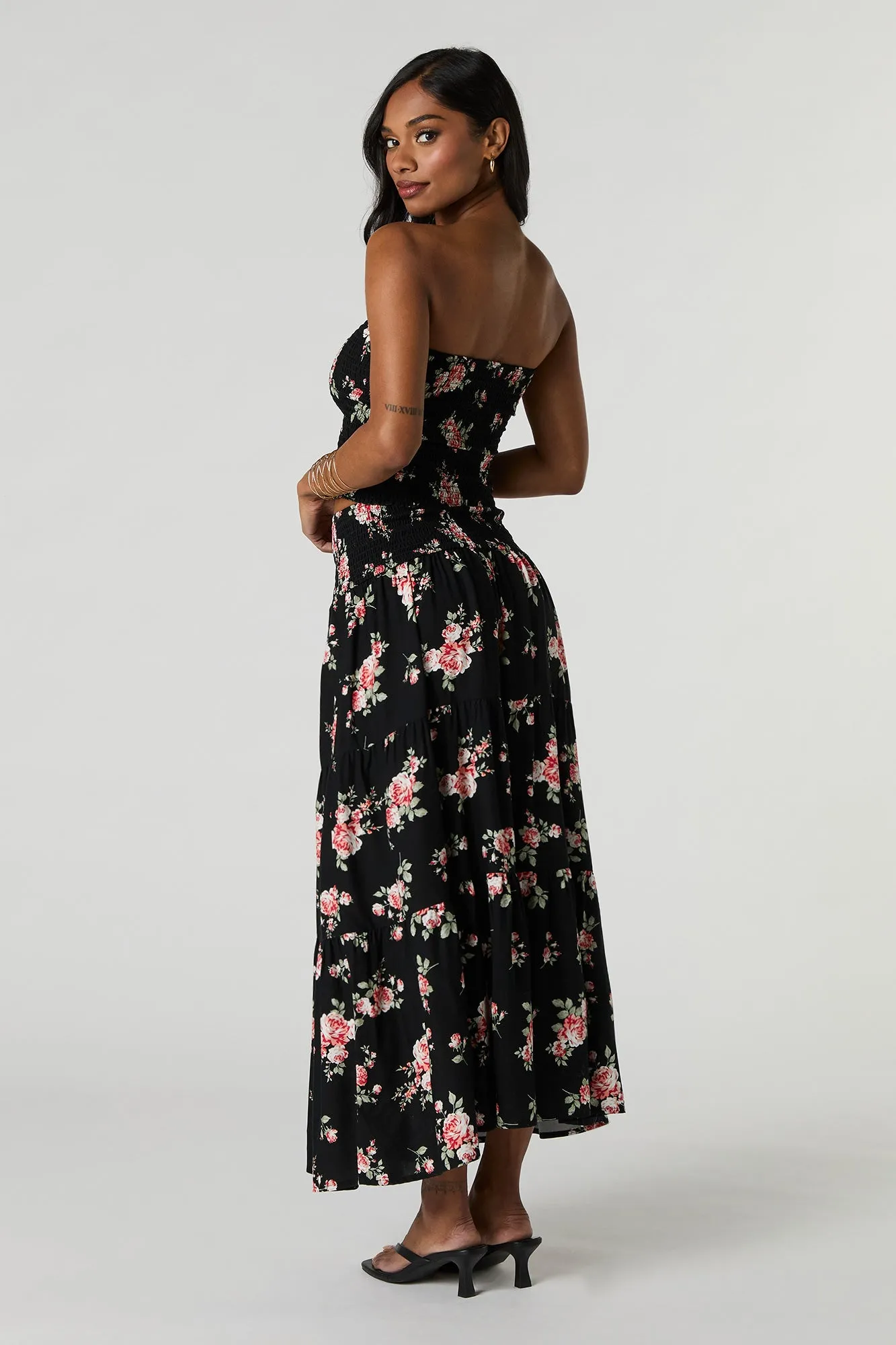 Floral Smocked Maxi Skirt sold by Charlotte Russe product image thumbnail 5