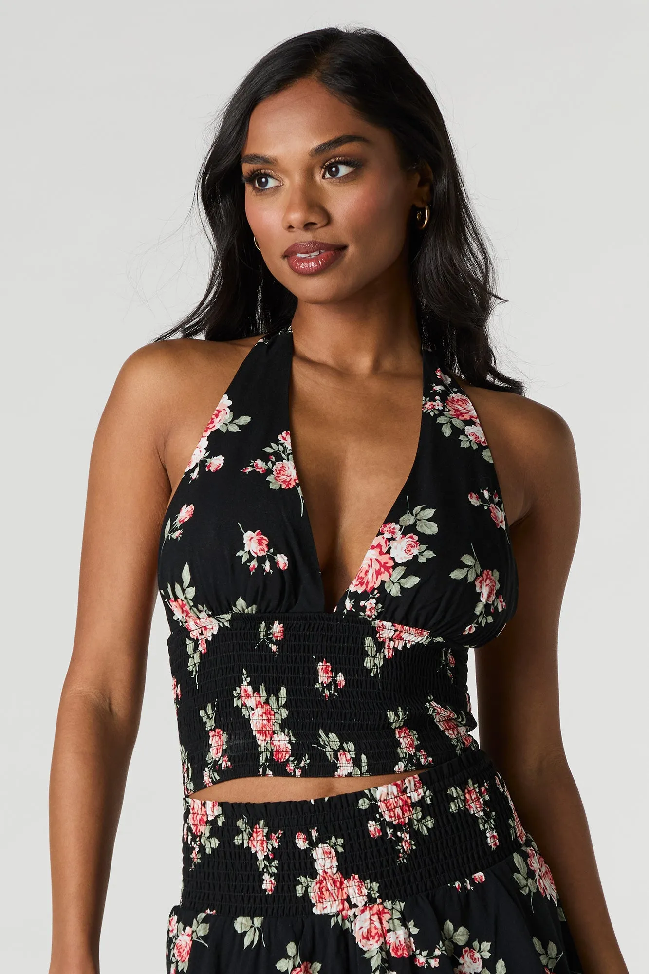 Floral Smocked Halter Top sold by Charlotte Russe product image thumbnail 4