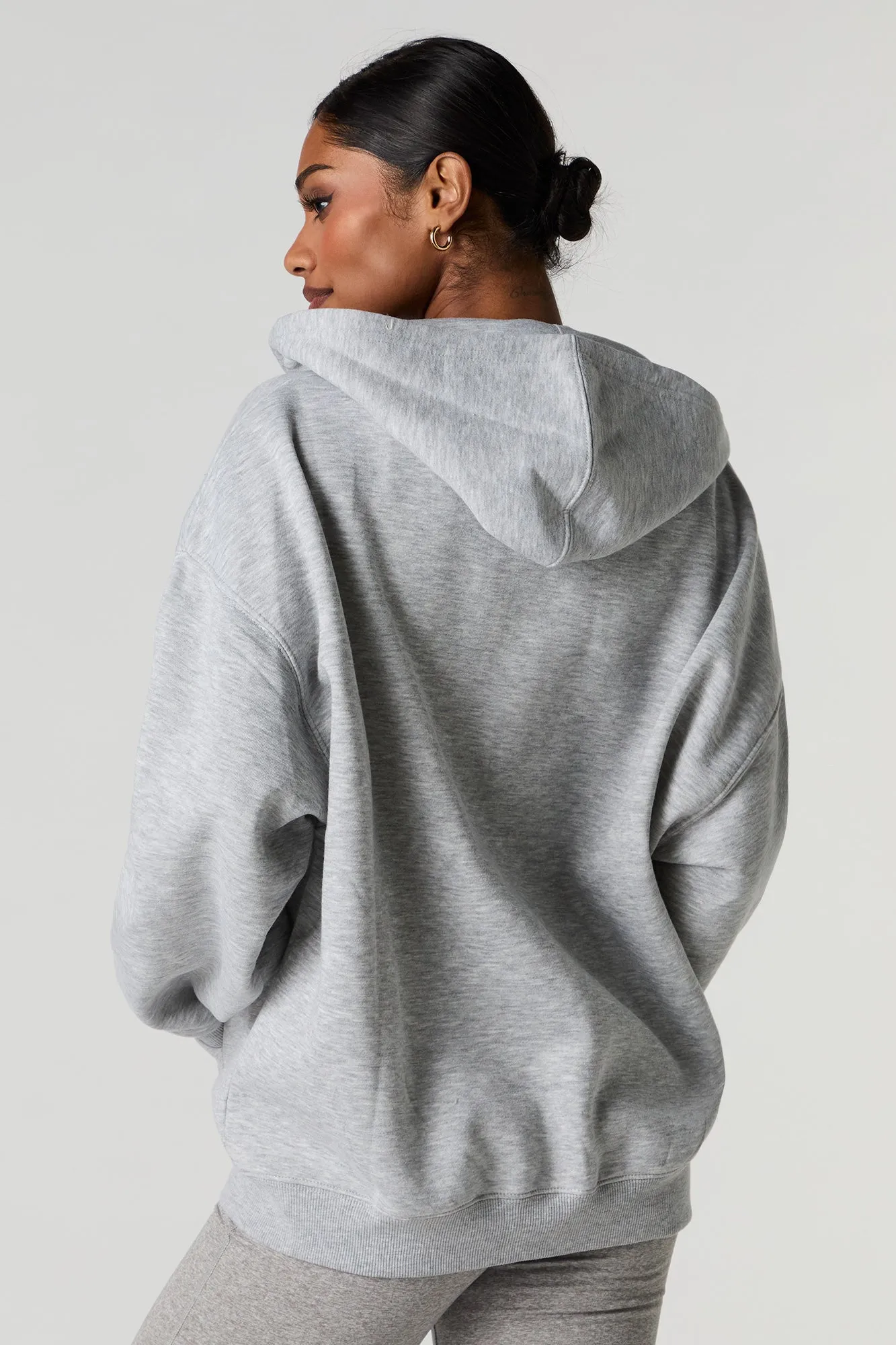 Oversized Embroidered Fleece Zip-Up Hoodie sold by Charlotte Russe product image thumbnail 2