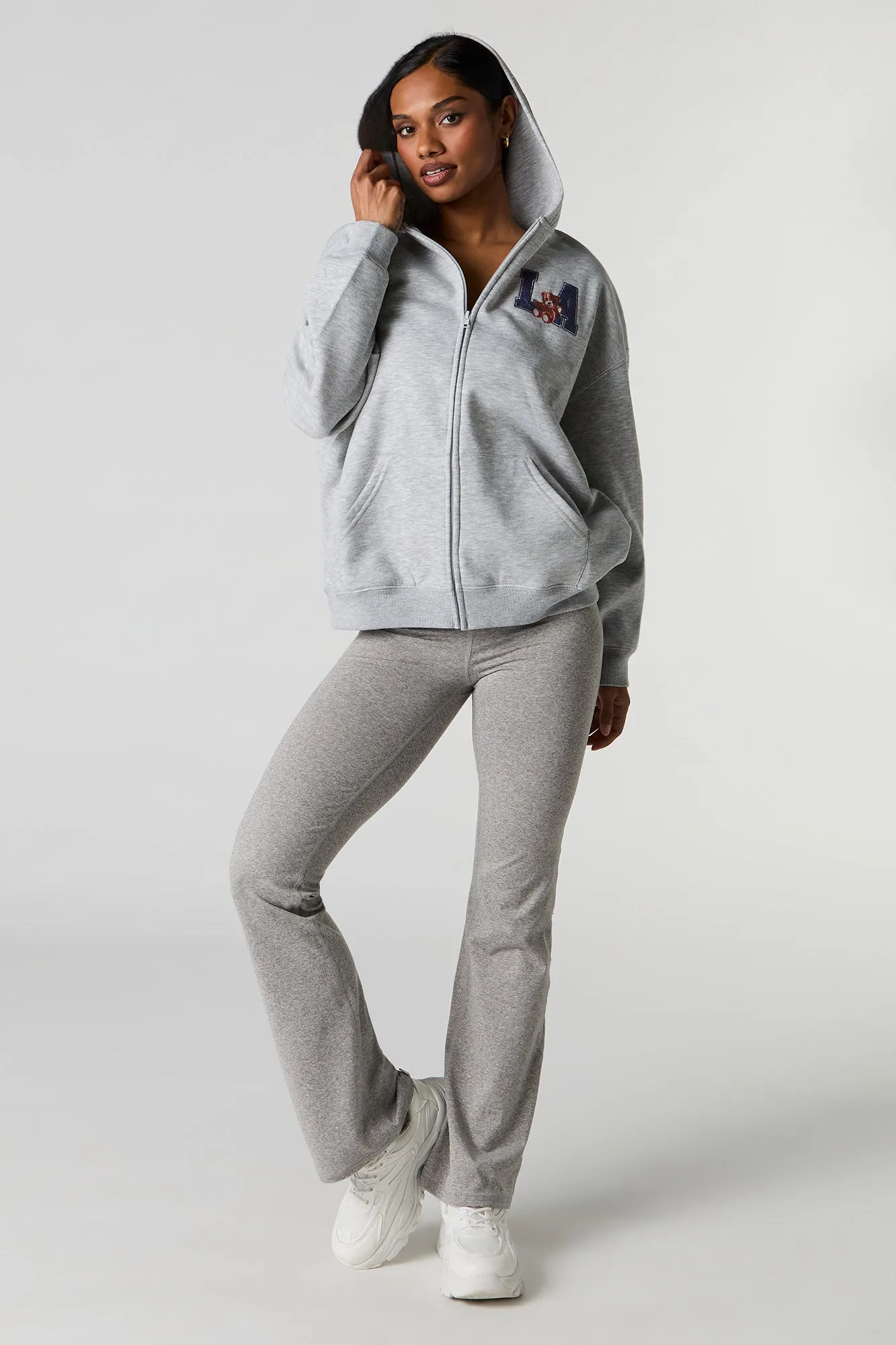 Oversized Embroidered Fleece Zip-Up Hoodie sold by Charlotte Russe product image thumbnail 3