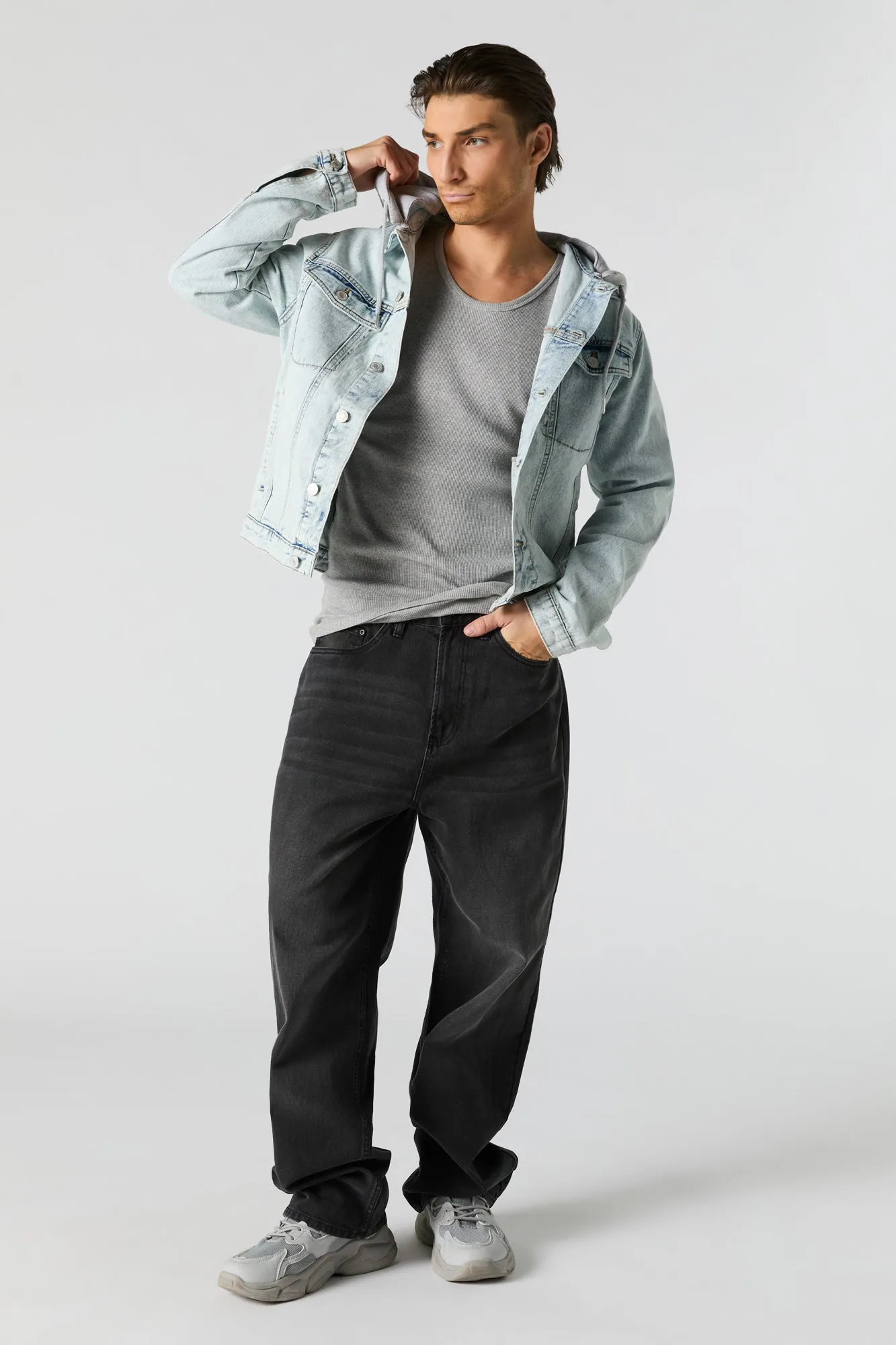 Hooded Denim Jacket sold by Charlotte Russe product image thumbnail 3