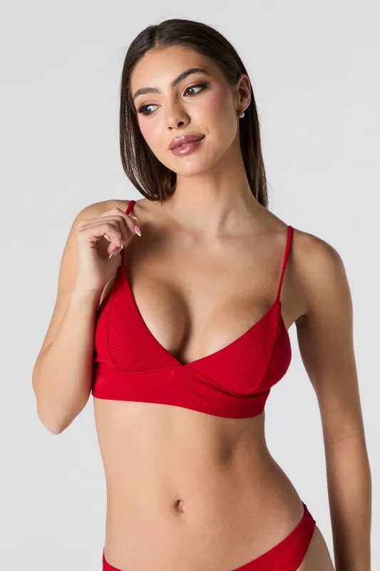 Ribbed Triangle Bikini Top sold by Charlotte Russe