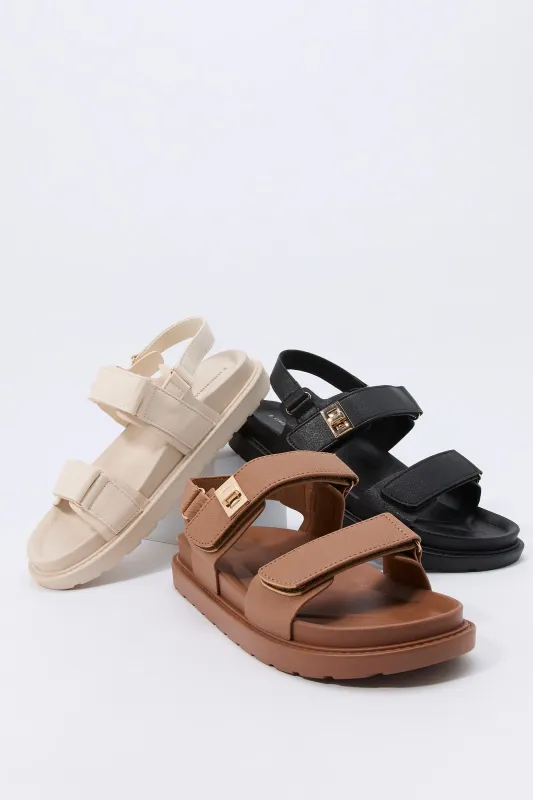 Faux Leather Velcro Strap Sandal sold by Charlotte Russe