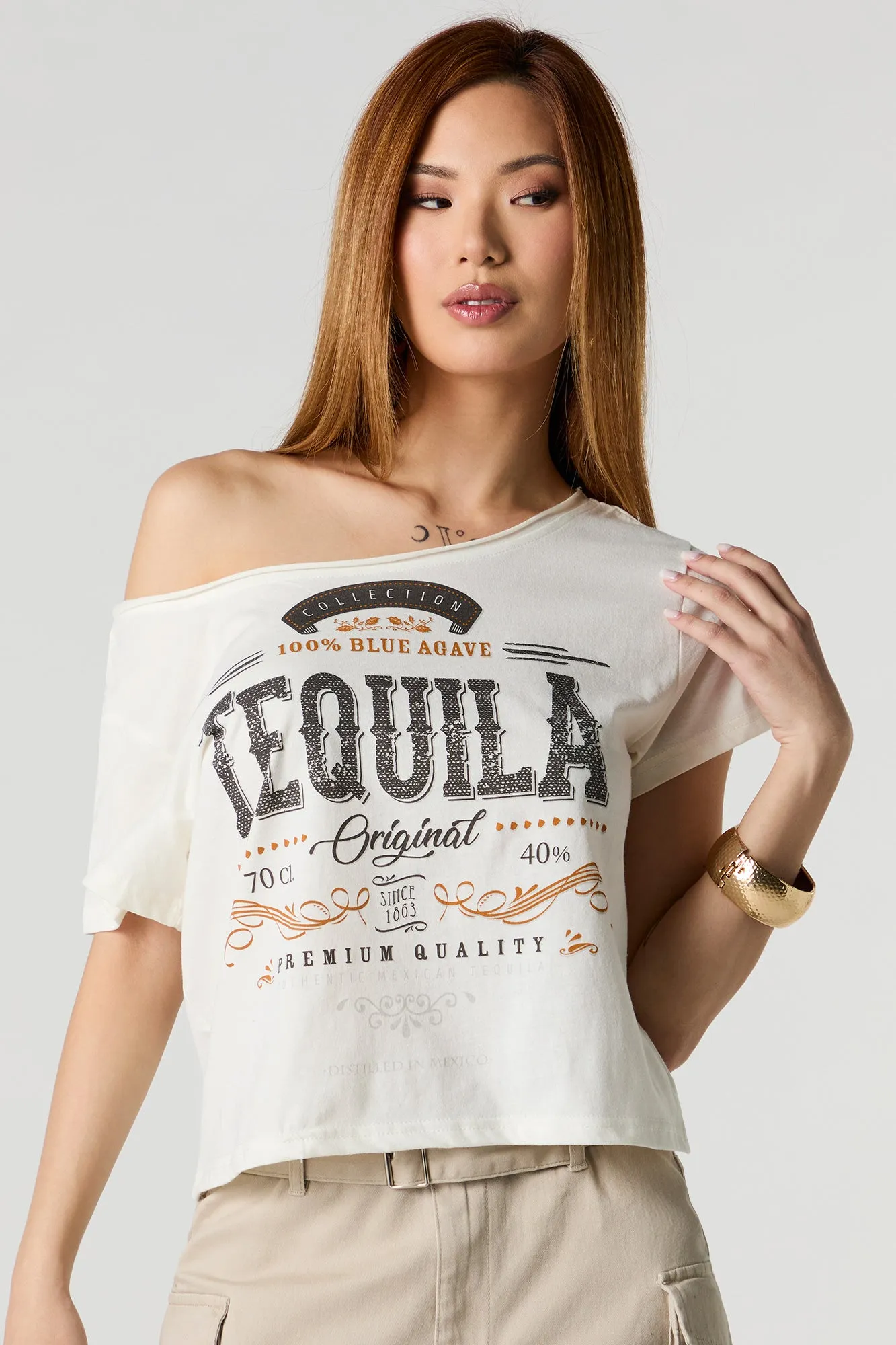 Western Graphic Off Shoulder T-Shirt sold by Charlotte Russe
