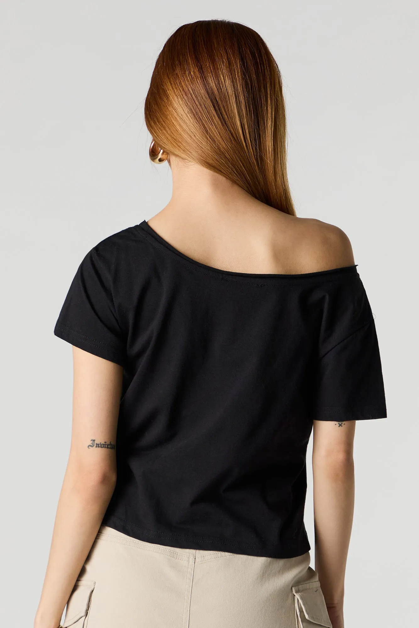 Western Graphic Off Shoulder T-Shirt sold by Charlotte Russe product image thumbnail 5