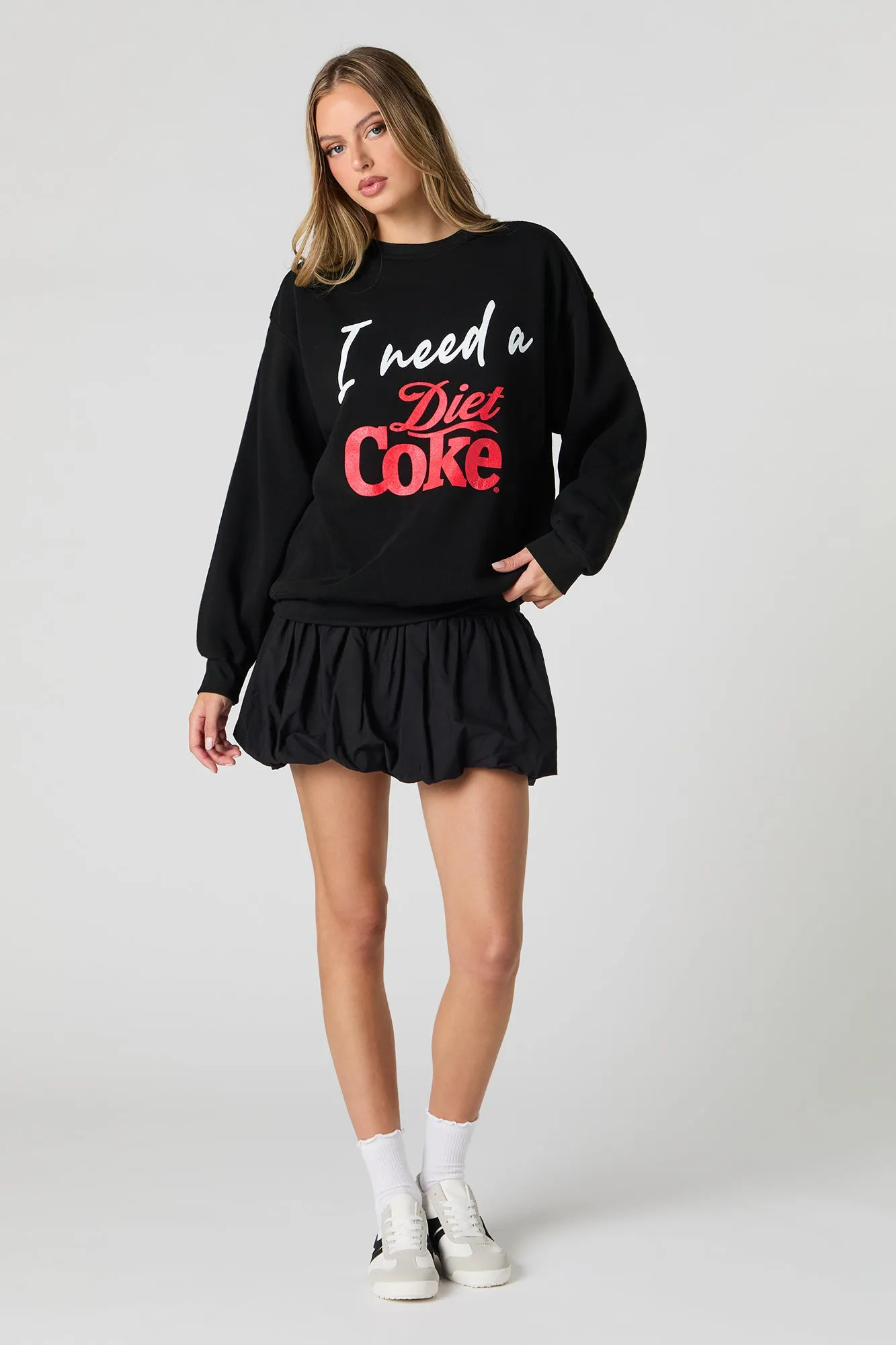 I Need Diet Coke Graphic Fleece Sweatshirt sold by Charlotte Russe product image thumbnail 3
