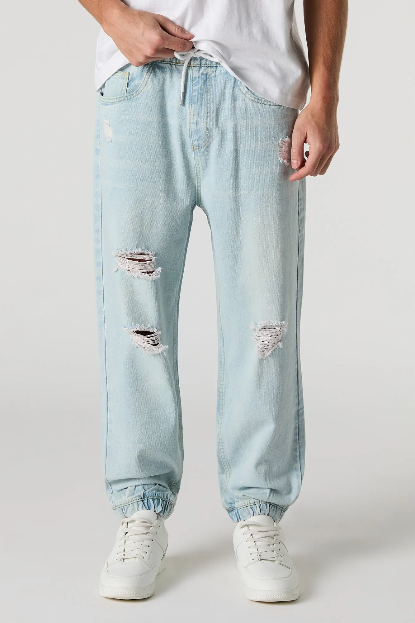 Distressed Denim Jogger sold by Charlotte Russe
