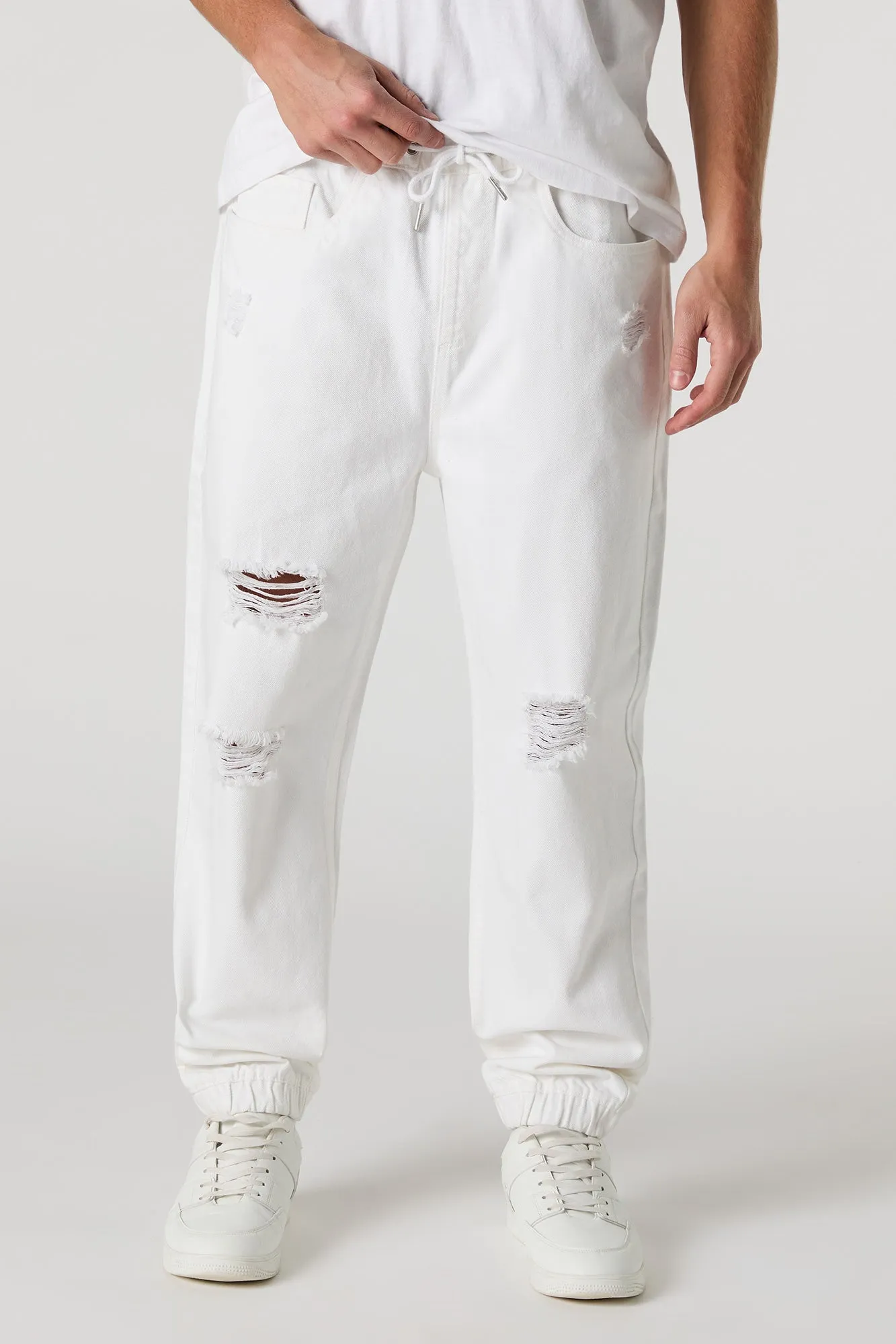 Distressed Denim Jogger sold by Charlotte Russe product image thumbnail 4