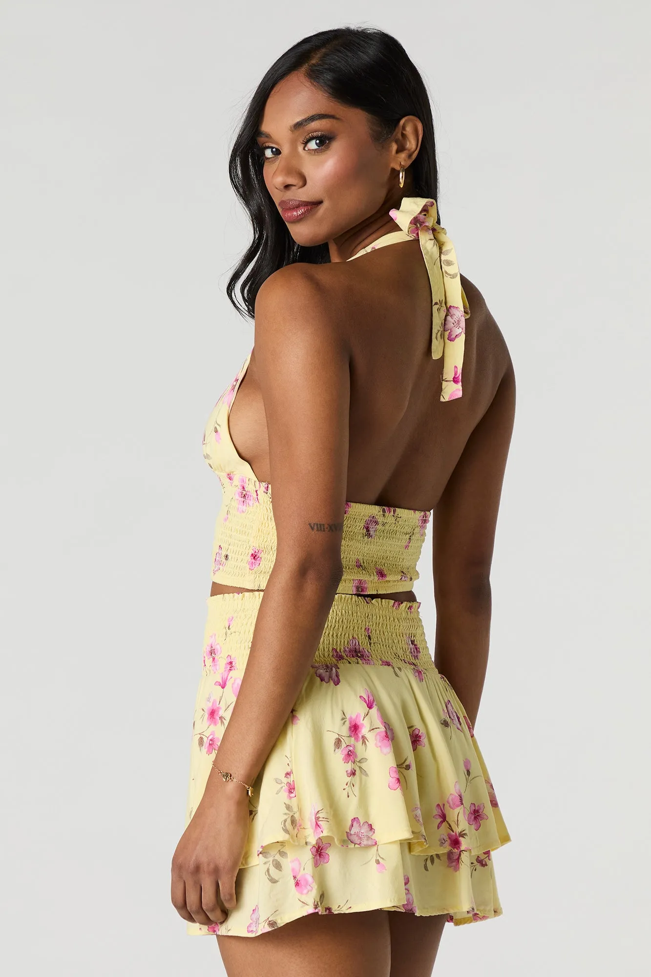 Floral Smocked Mini Skirt sold by Charlotte Russe product image thumbnail 2