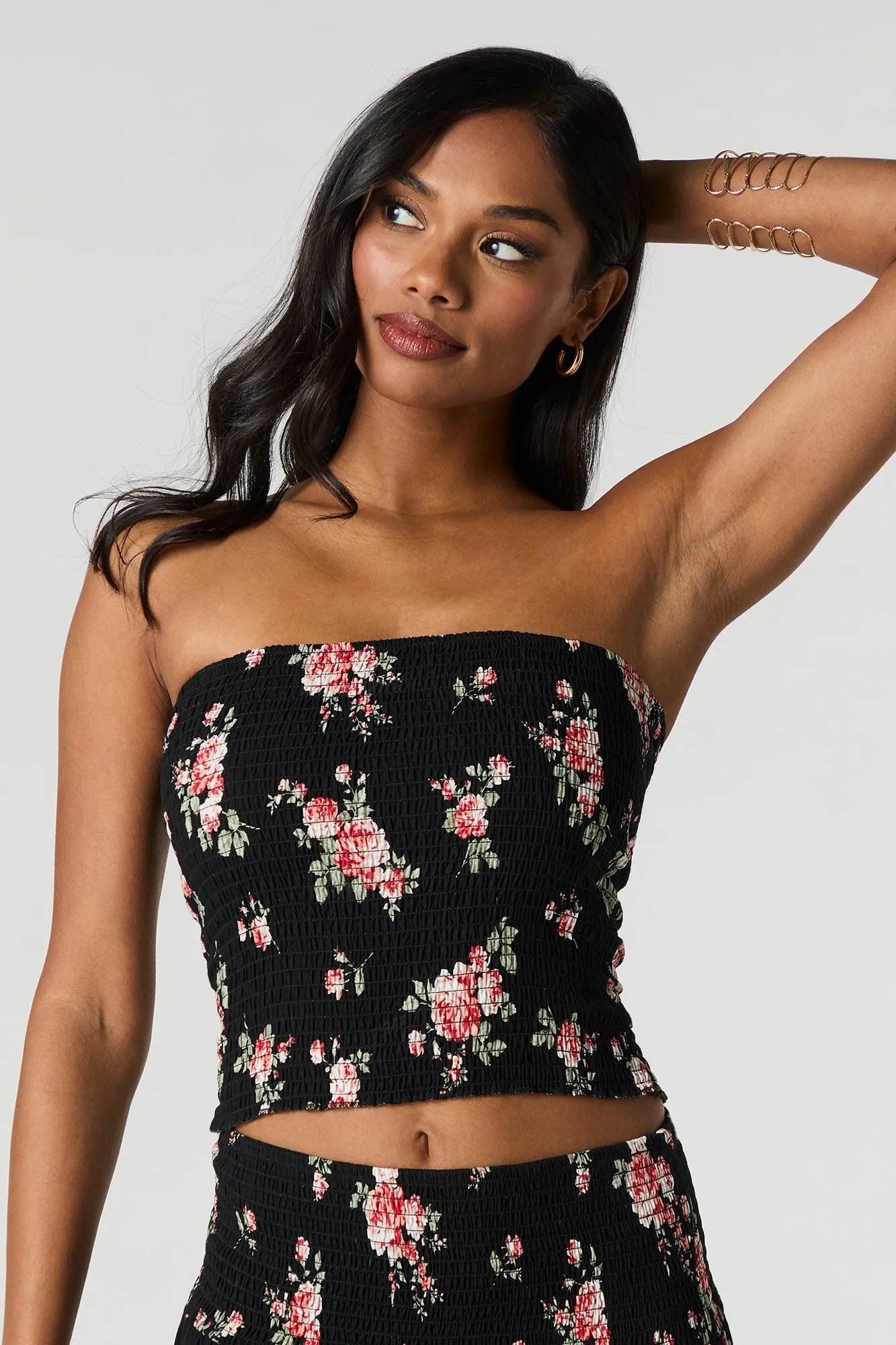 Floral Smocked Tube Top sold by Charlotte Russe product image thumbnail 4