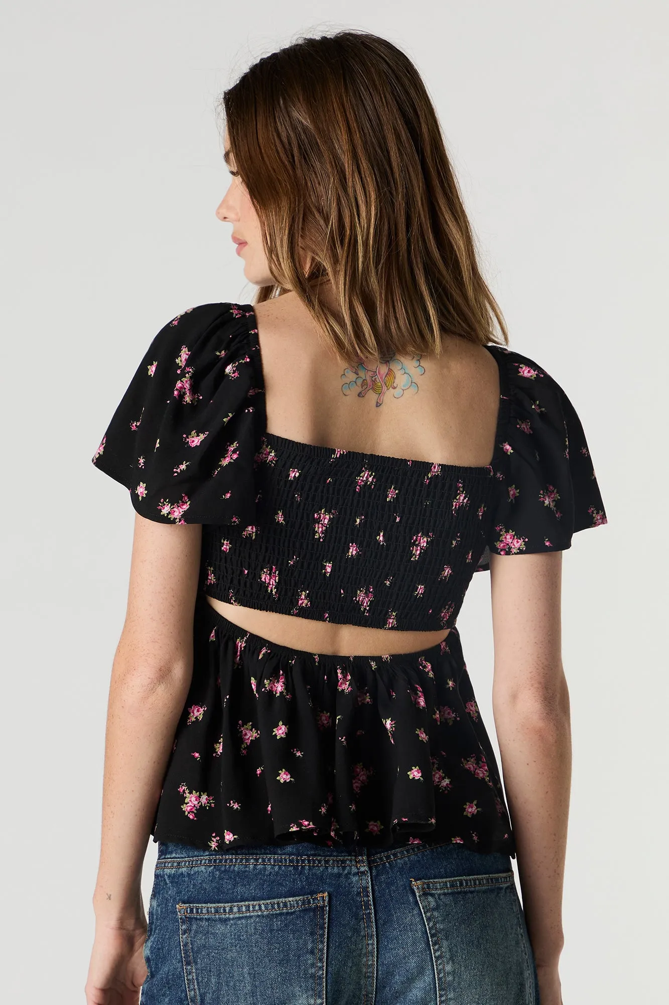 Floral Short Sleeve Milkmaid Top sold by Charlotte Russe product image thumbnail 2