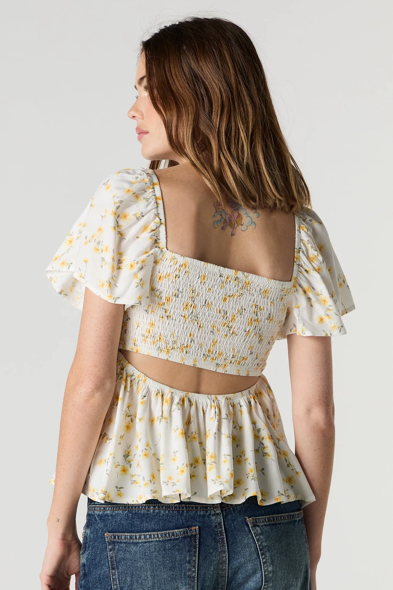 Floral Short Sleeve Milkmaid Top sold by Charlotte Russe product image thumbnail 5