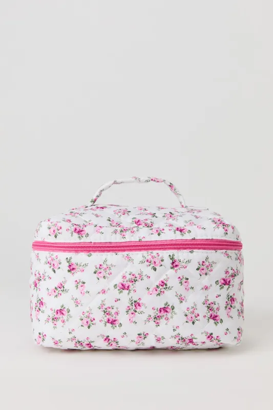 Large Floral Quilted Makeup Bag sold by Charlotte Russe