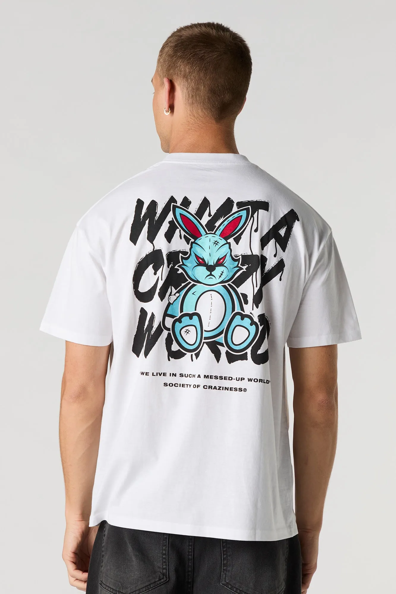 Crazy World Bunny Graphic T-Shirt sold by Charlotte Russe