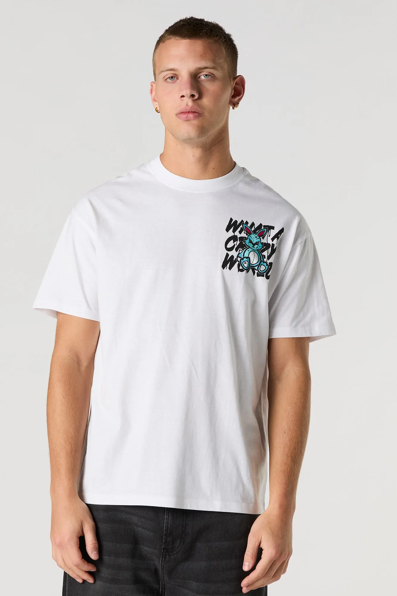 Crazy World Bunny Graphic T-Shirt sold by Charlotte Russe product image thumbnail 2