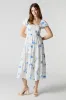 Smocked Tiered Short Sleeve Midi Dress sold by Charlotte Russe