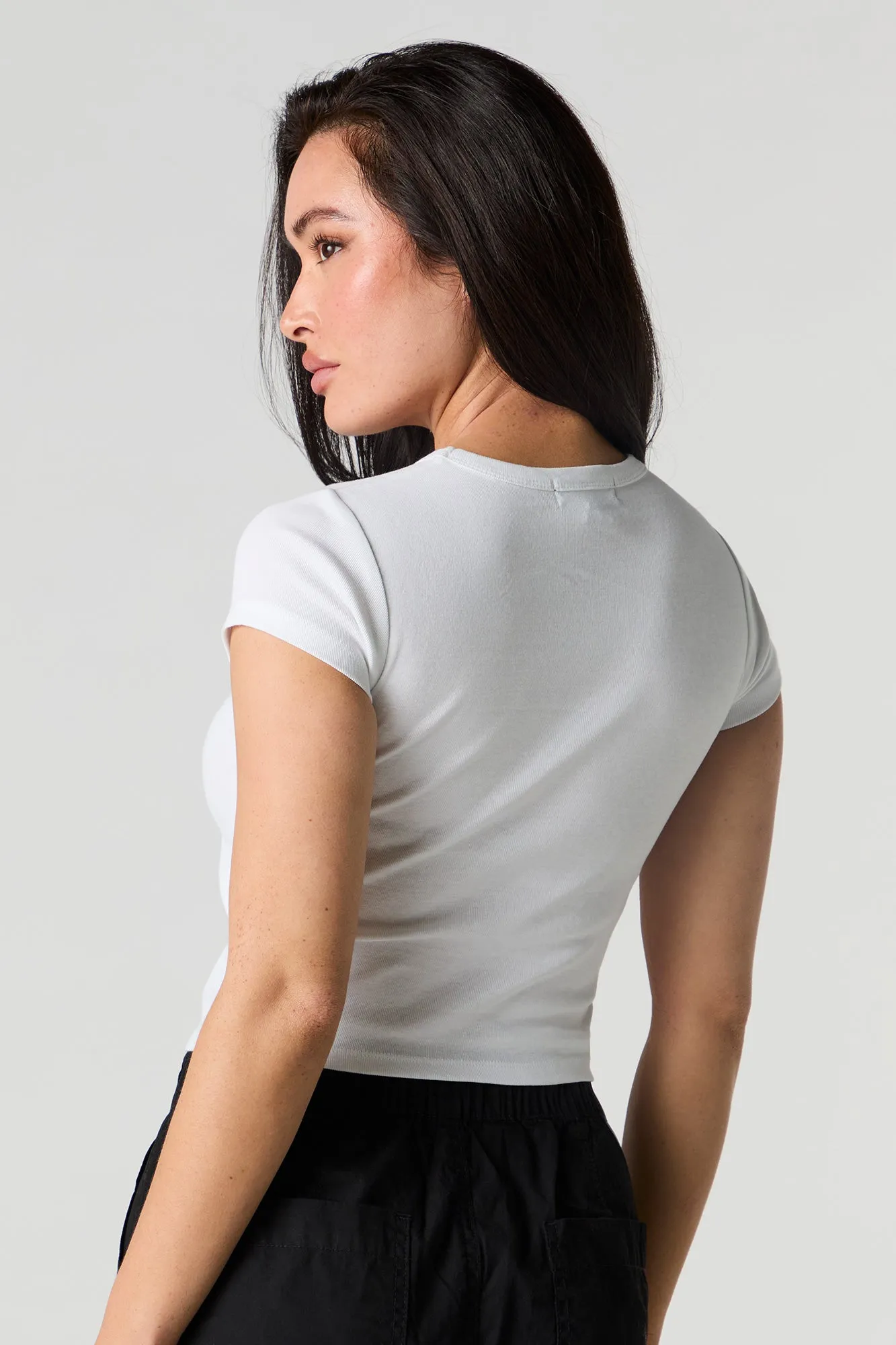 Girly Graphic Ribbed Cropped T-Shirt sold by Charlotte Russe product image thumbnail 2