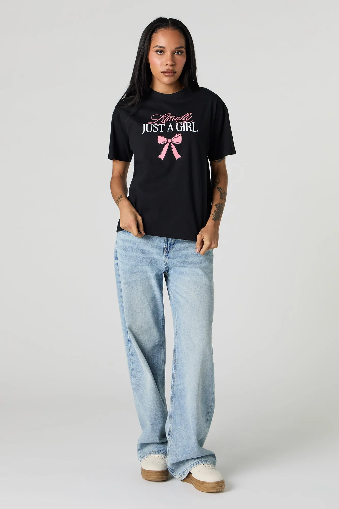 Literally Just a Girl Graphic Boyfriend T-Shirt sold by Charlotte Russe product image thumbnail 3