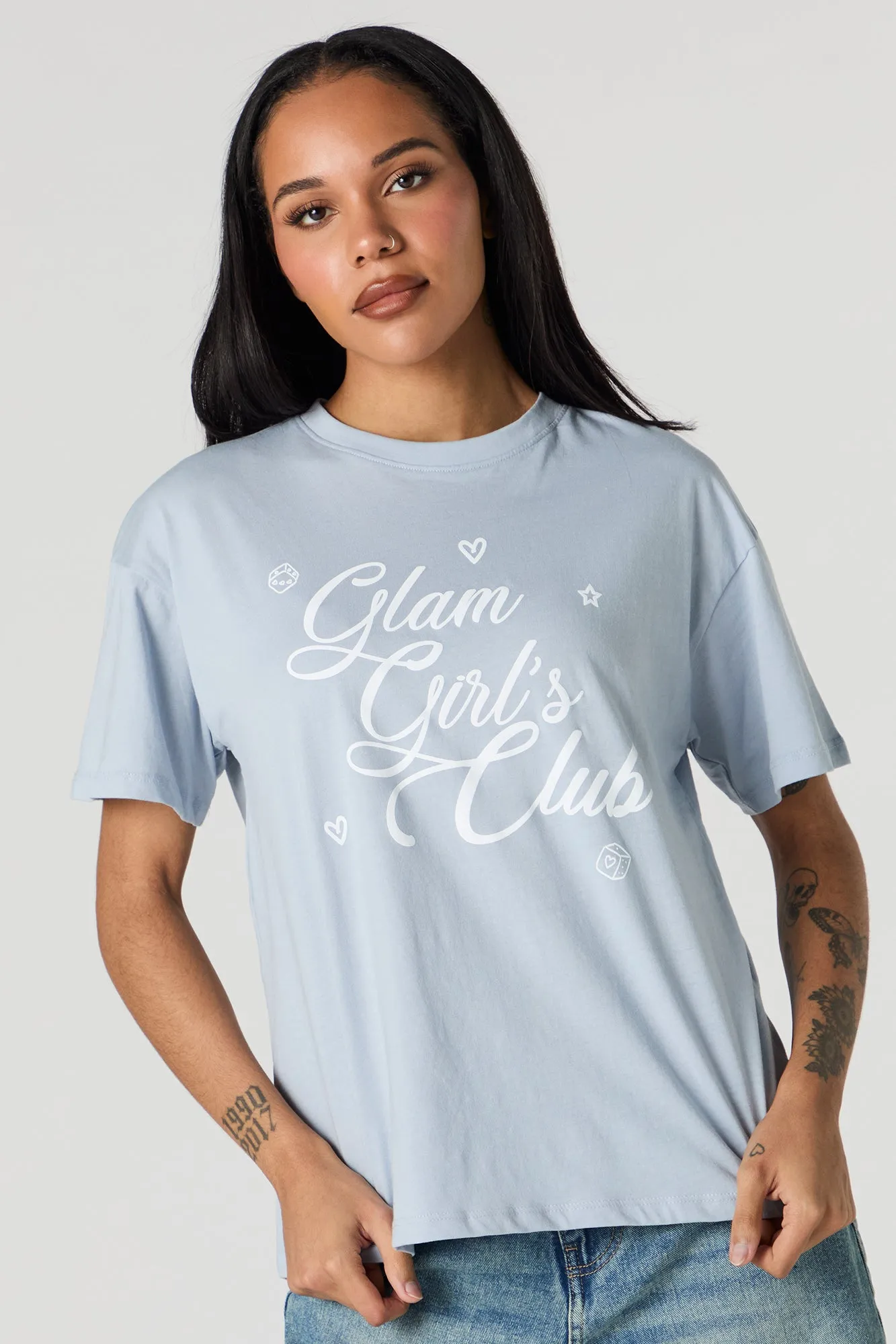 Glam Girls Club Graphic Boyfriend T-Shirt sold by Charlotte Russe