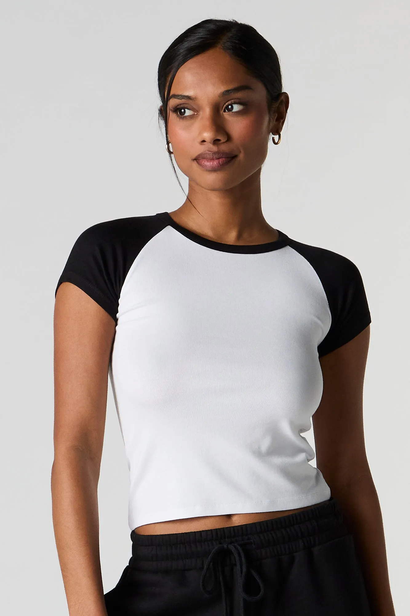 Ribbed Raglan T-Shirt sold by Charlotte Russe product image thumbnail 4
