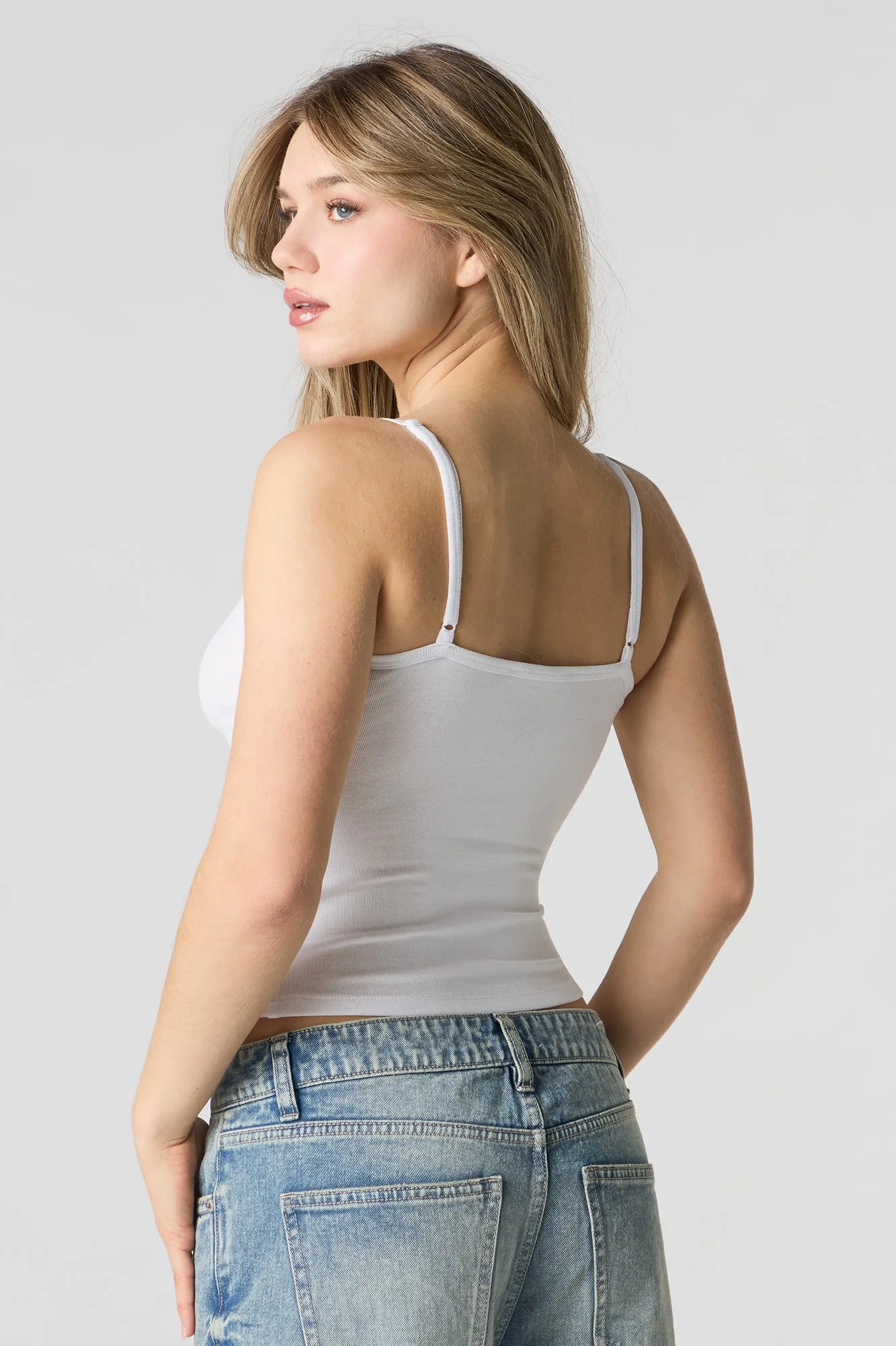 Graphic Ribbed Lace Trim Cami sold by Charlotte Russe product image thumbnail 2
