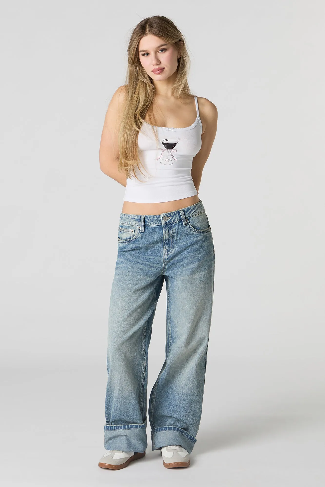 Graphic Ribbed Lace Trim Cami sold by Charlotte Russe product image thumbnail 3