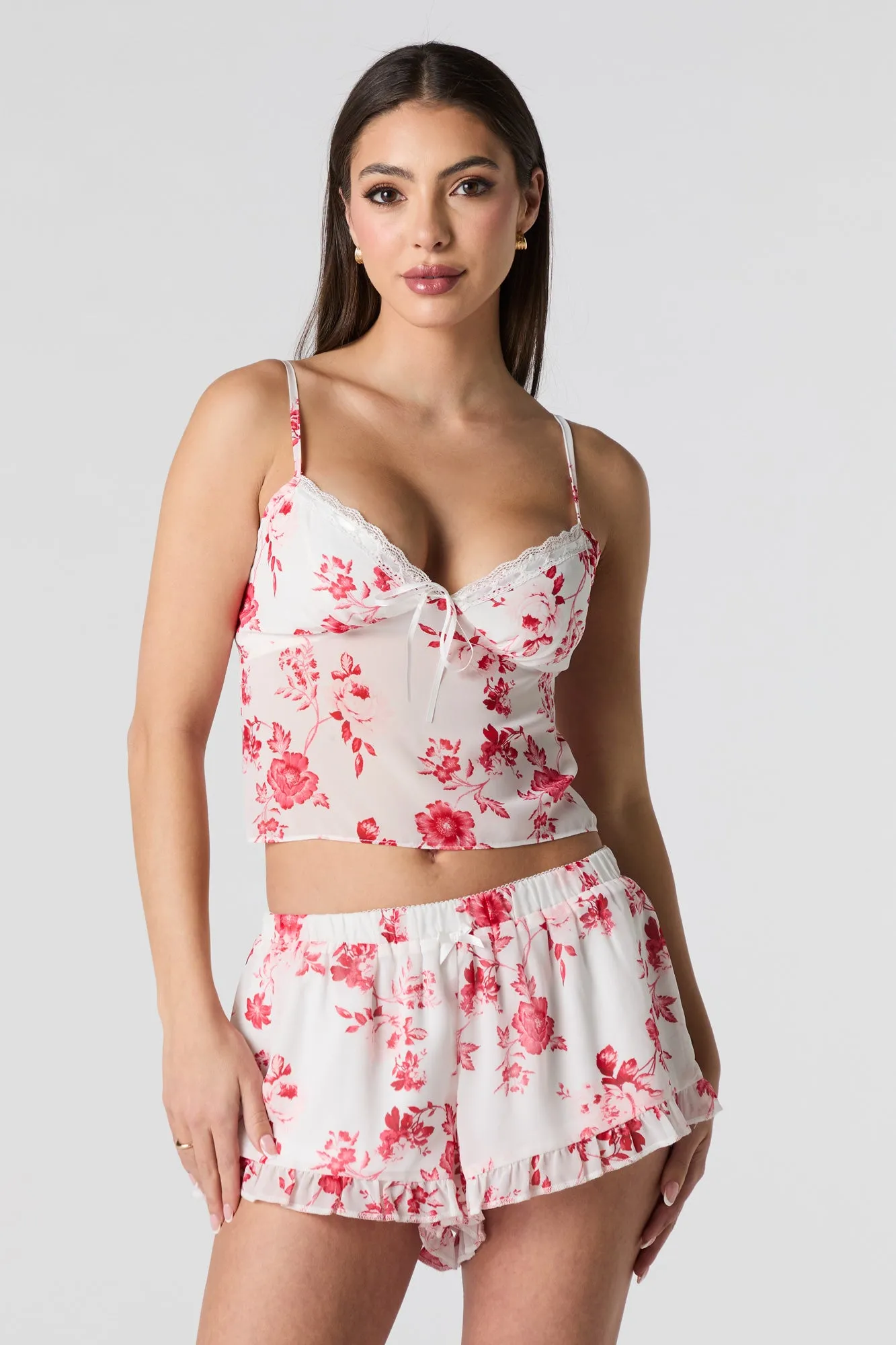 Printed Chiffon Ruffle Short sold by Charlotte Russe