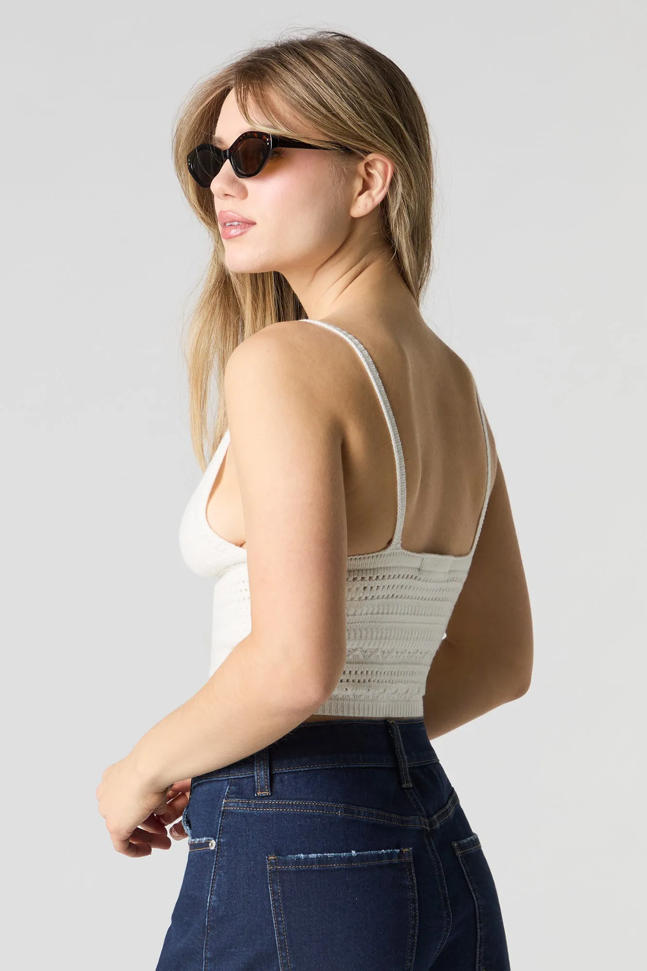 Crochet Knit V-Neck Cami sold by Charlotte Russe product image thumbnail 2