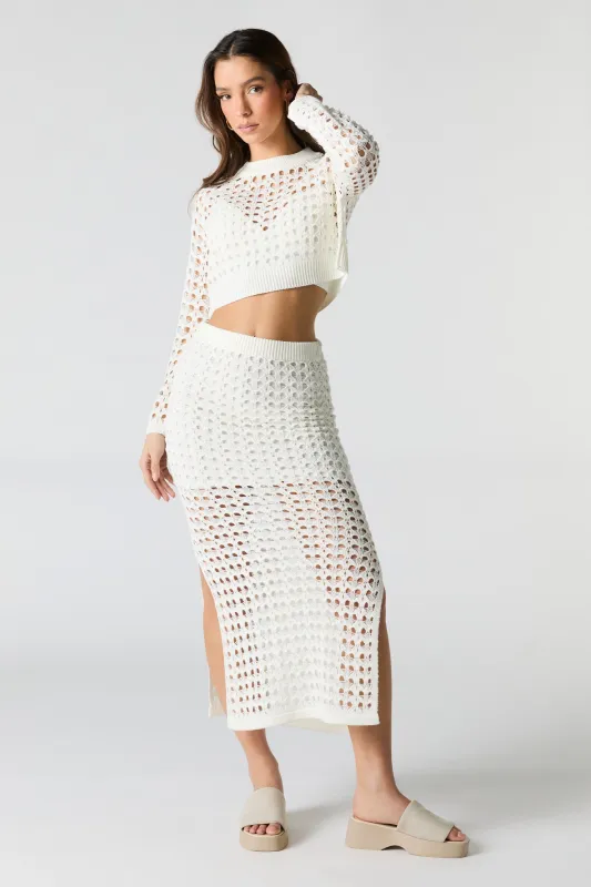 Open Knit Slit Midi Skirt sold by Charlotte Russe